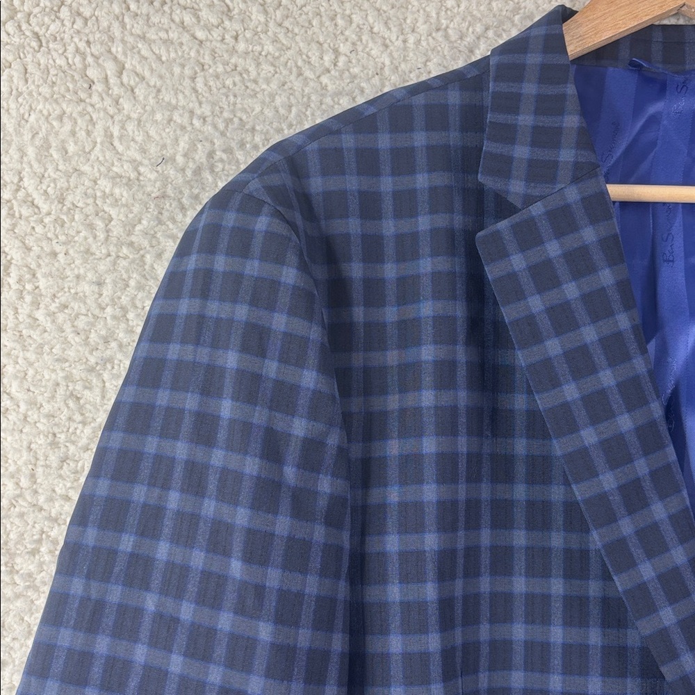 NWT Ben Sherman Mens Navy Blue Plaid Blazer Sport Coat Size 44R - Picture 6 of 16